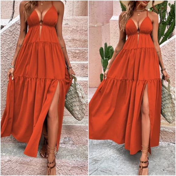 Boho Criss Cross Ruffle Cami Maxi Dress - Picture 4 of 12